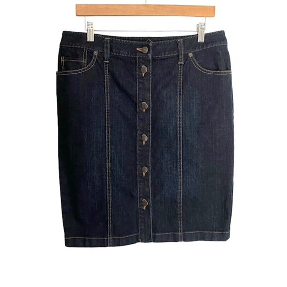 Loft Button Front Denim Skirt 10 - Picture 1 of 3
